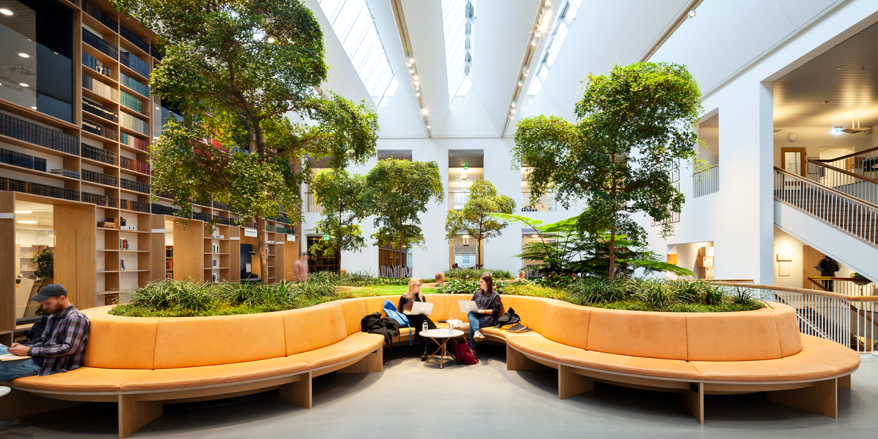 The library garden on the first floor of Royal Danish Library, Victor Albecks vej