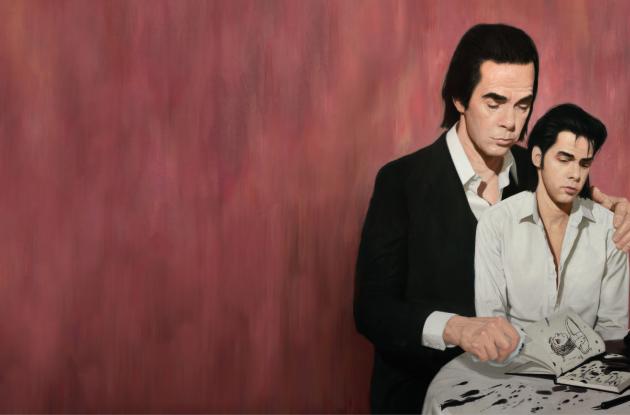 Tegning med motiv af Nick Cave til udstillingen Stranger Than Kindness