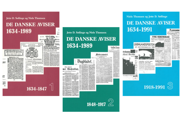 Front page of the three-volume work The Danish newspapers