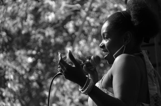 Yasmin Kierkegaard plays with a band for jazz on the waterfront