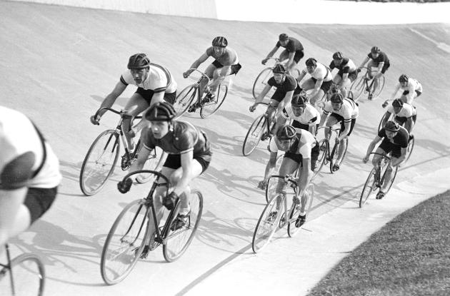 Cyclists on a bicycle track