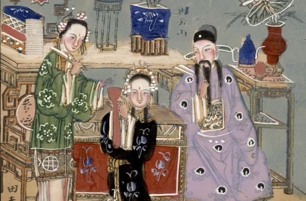 Håndmalet kinesisk nytårsdekoration med operascener, tidl. 1900-tal 