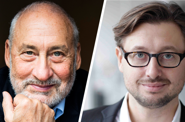 Splitbillede af Joseph Stiglitz, og Noa Redington 