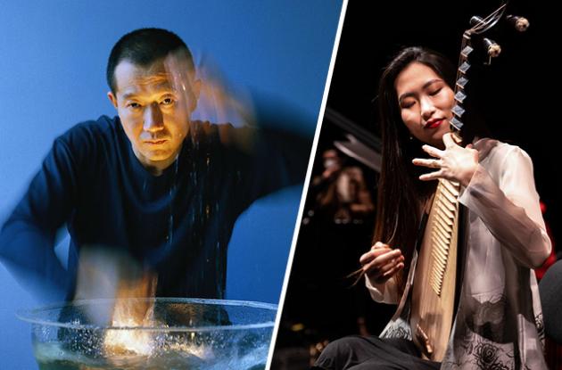 Image of composer Tan Dun and pipa player Lucy Zhao