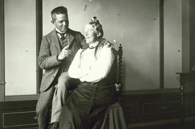 Carl Nielsen looks in love at his wife Anne Marie Nielsen