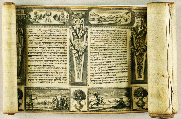 Håndskreven bibeltekst i tekstrulle indeholdende Esthers Bog