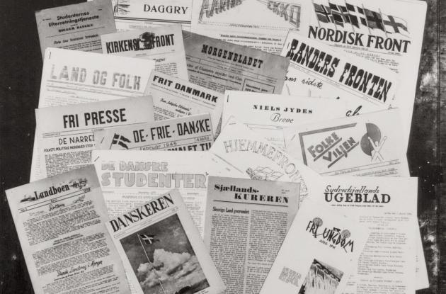 Image of several newspaper covers that were part of the illegal press during the occupation.