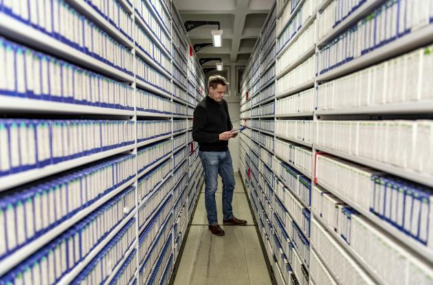 Shelves with audio recordings