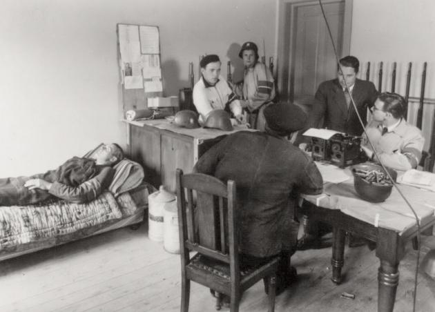 Liberation 1945: Freedom fighters interrogate suspect