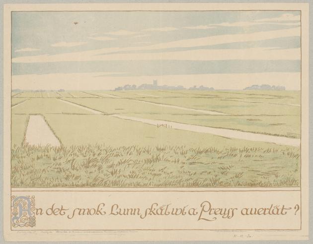 Frisian land with city on the horizon