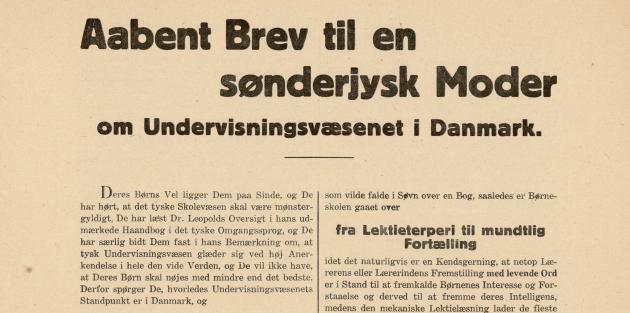 Article "Open letter to a mother from Southern Jutland", Reunification