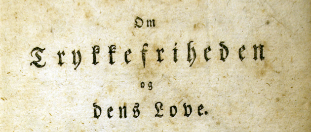 Titelbladet til M.G. Birckners "Om Trykkefriheden og dens Love." 1797.