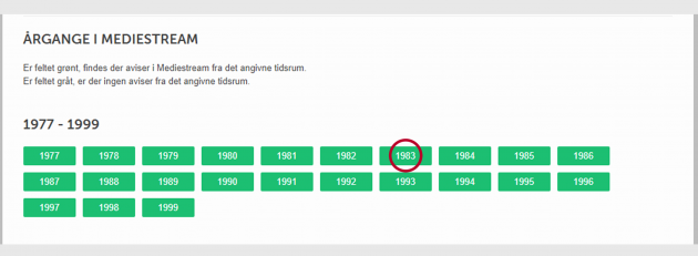 Screenshot fra Mediestream søge interface