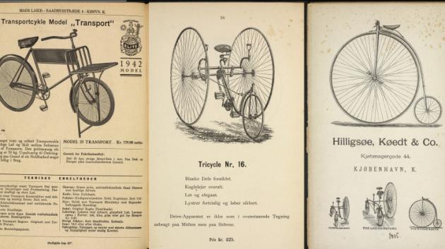 Three pages with different kinds of bicycles