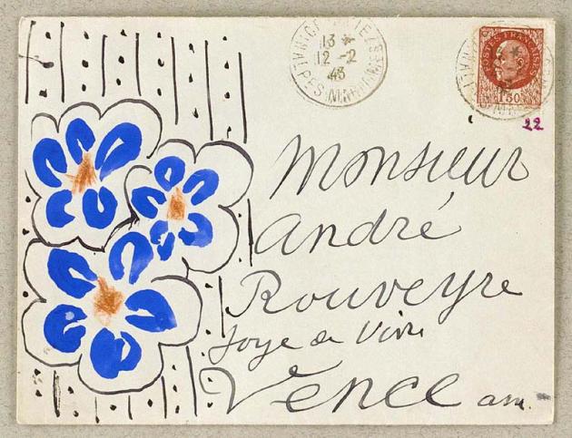 Kuvert fra et brev, maleren Henri Matisse har sendt.