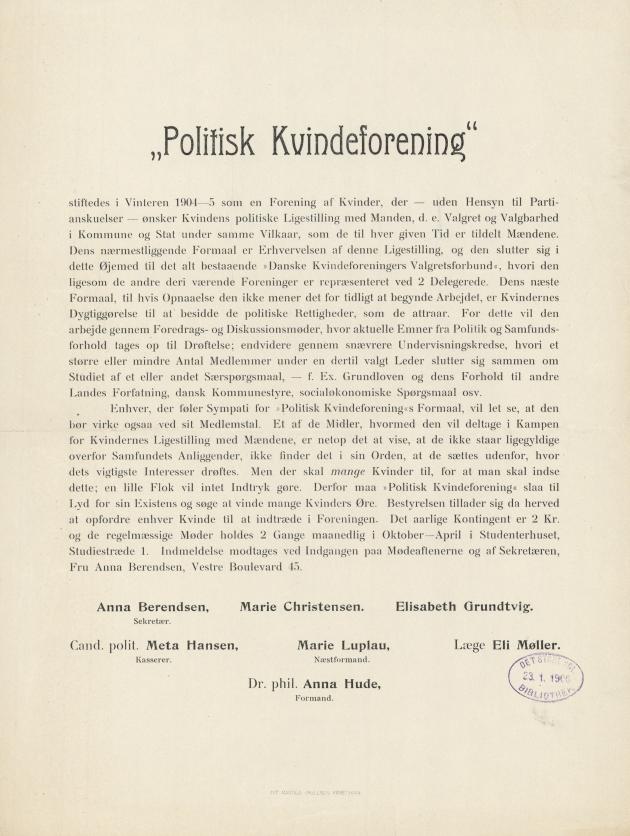 Politisk kvindeforening tryk
