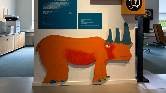 Otto er et næsehorn, figur på væg