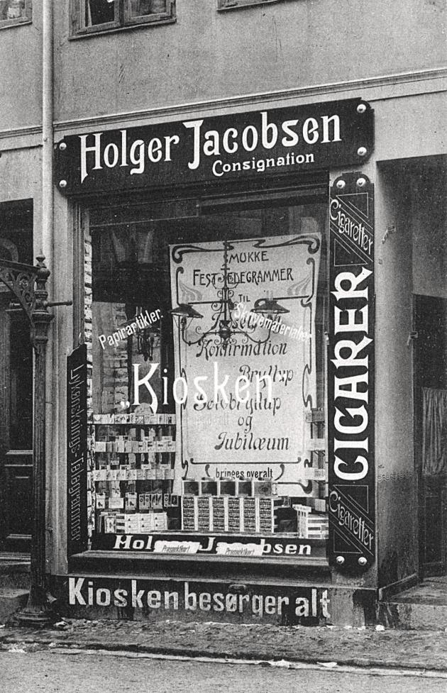 Indgangspartiet til Holger Jacobsens kiosk.