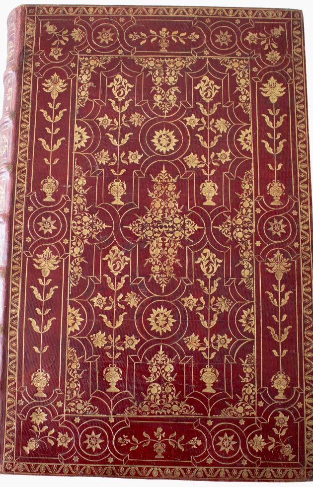 Bogbind; rødt med smukke guld detaljer.