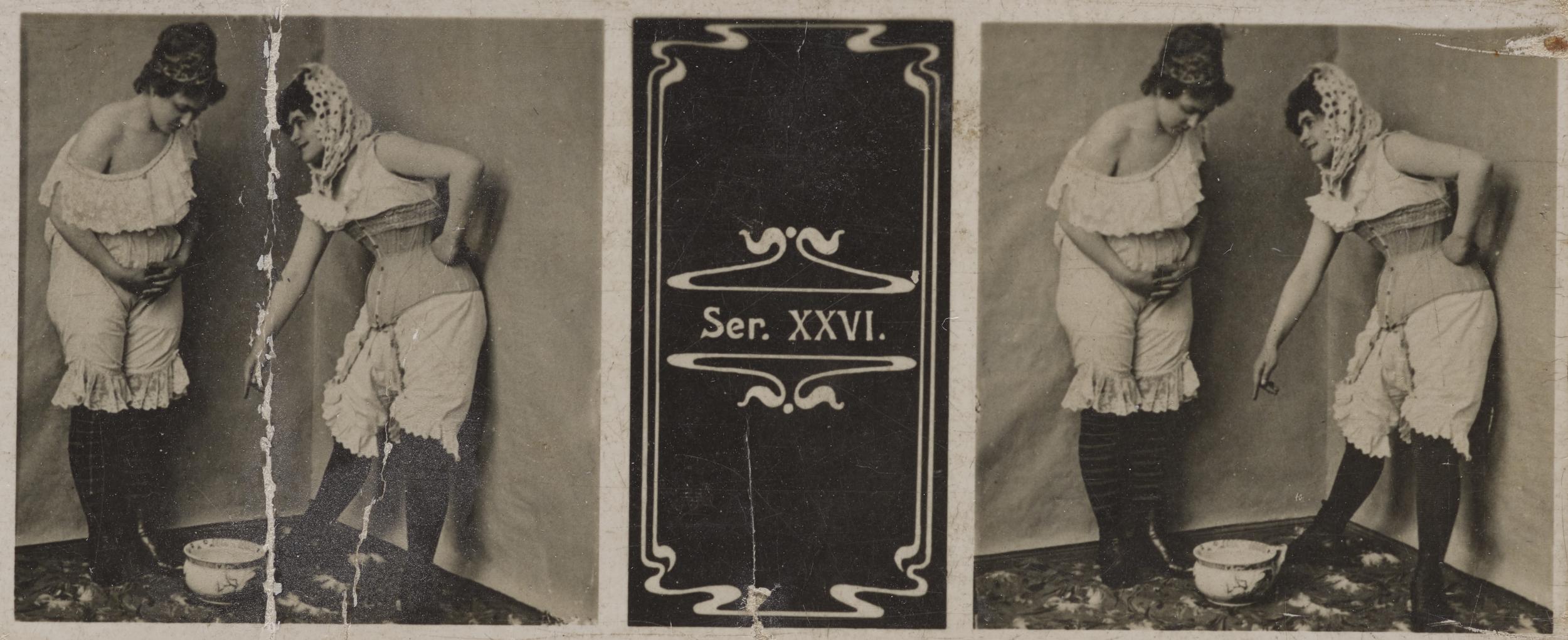 Stereoskopfotos af nøgenmodeller, ca. 1890erne 