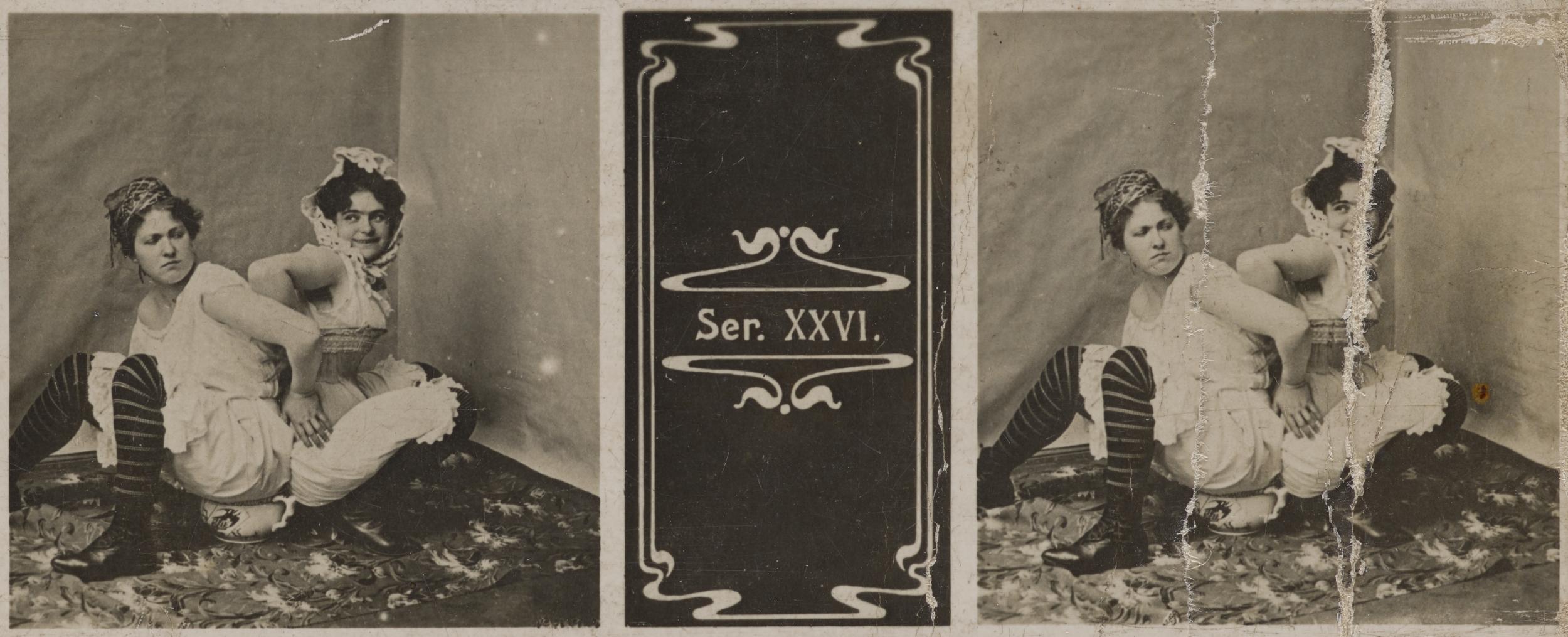 Stereoskopfotos af nøgenmodeller, ca. 1890erne 