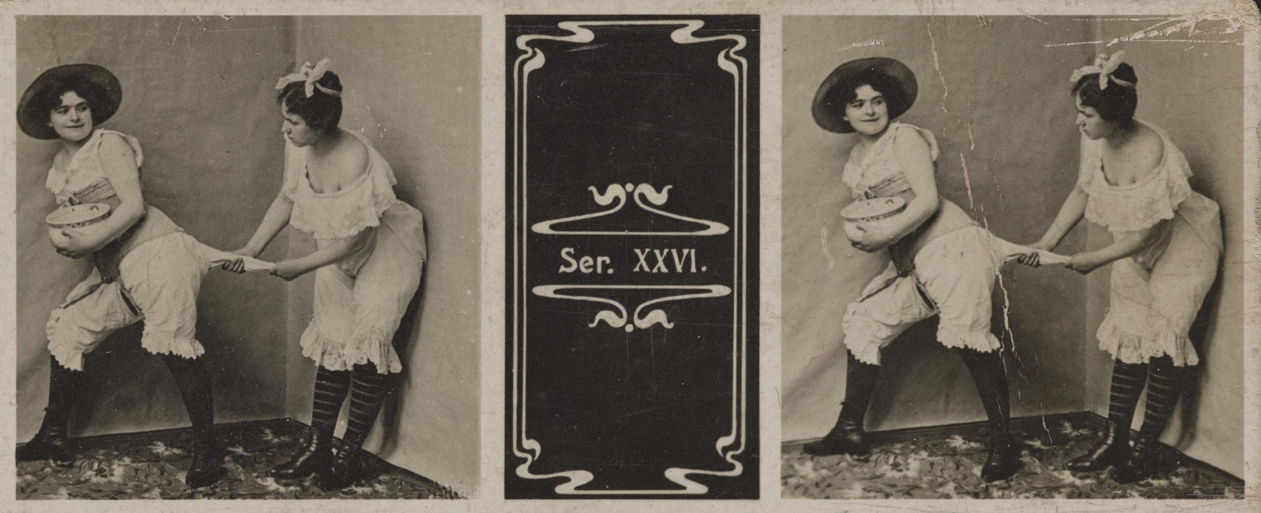 Stereoskopfotos af nøgenmodeller, ca. 1890erne 