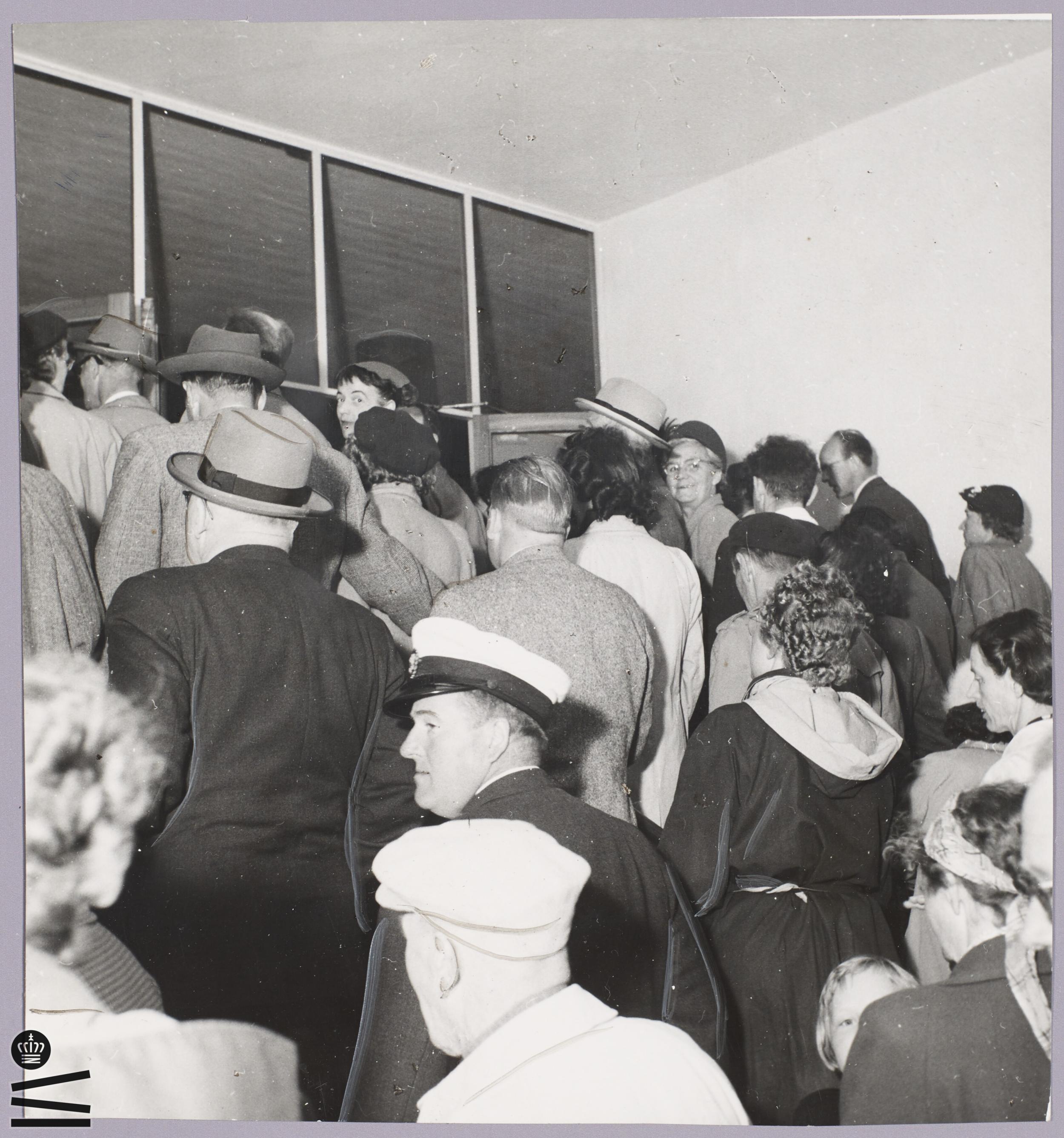 Large crowd going up stairs