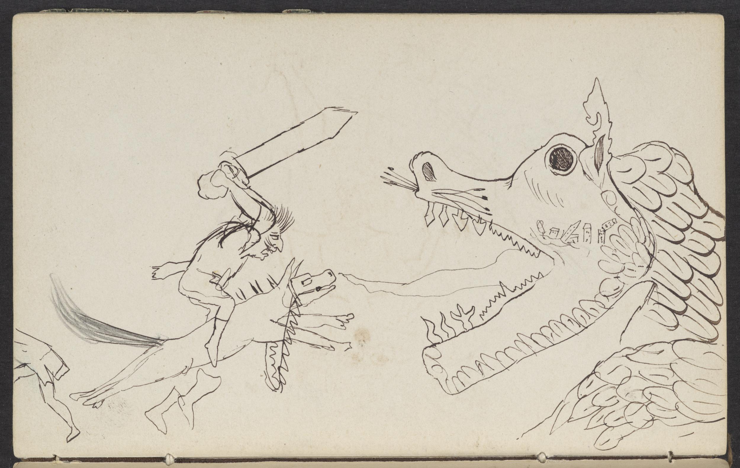 J.P. Jacobsens skitse af en drage.