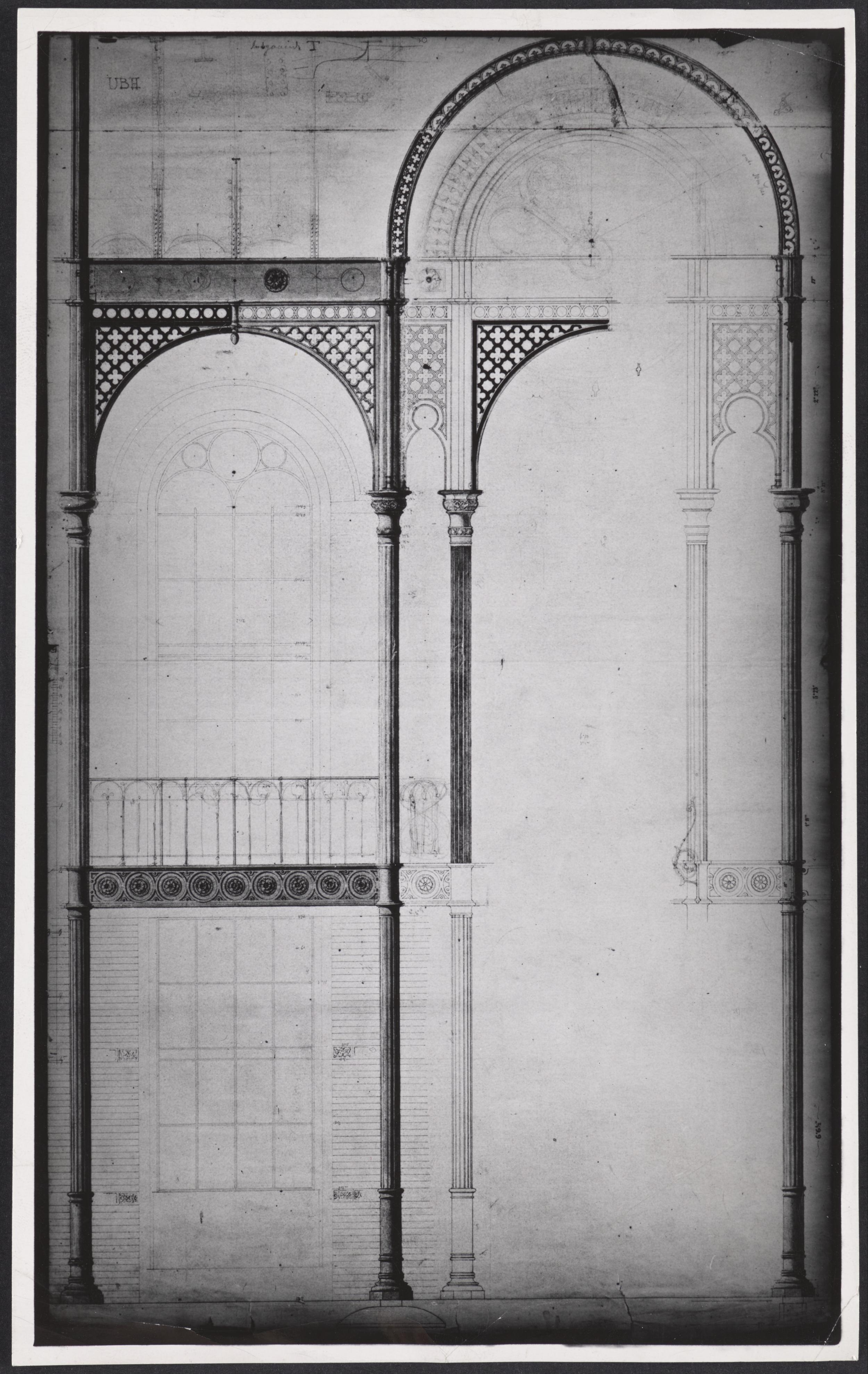 Architectural drawing. Floor structure in the library building.