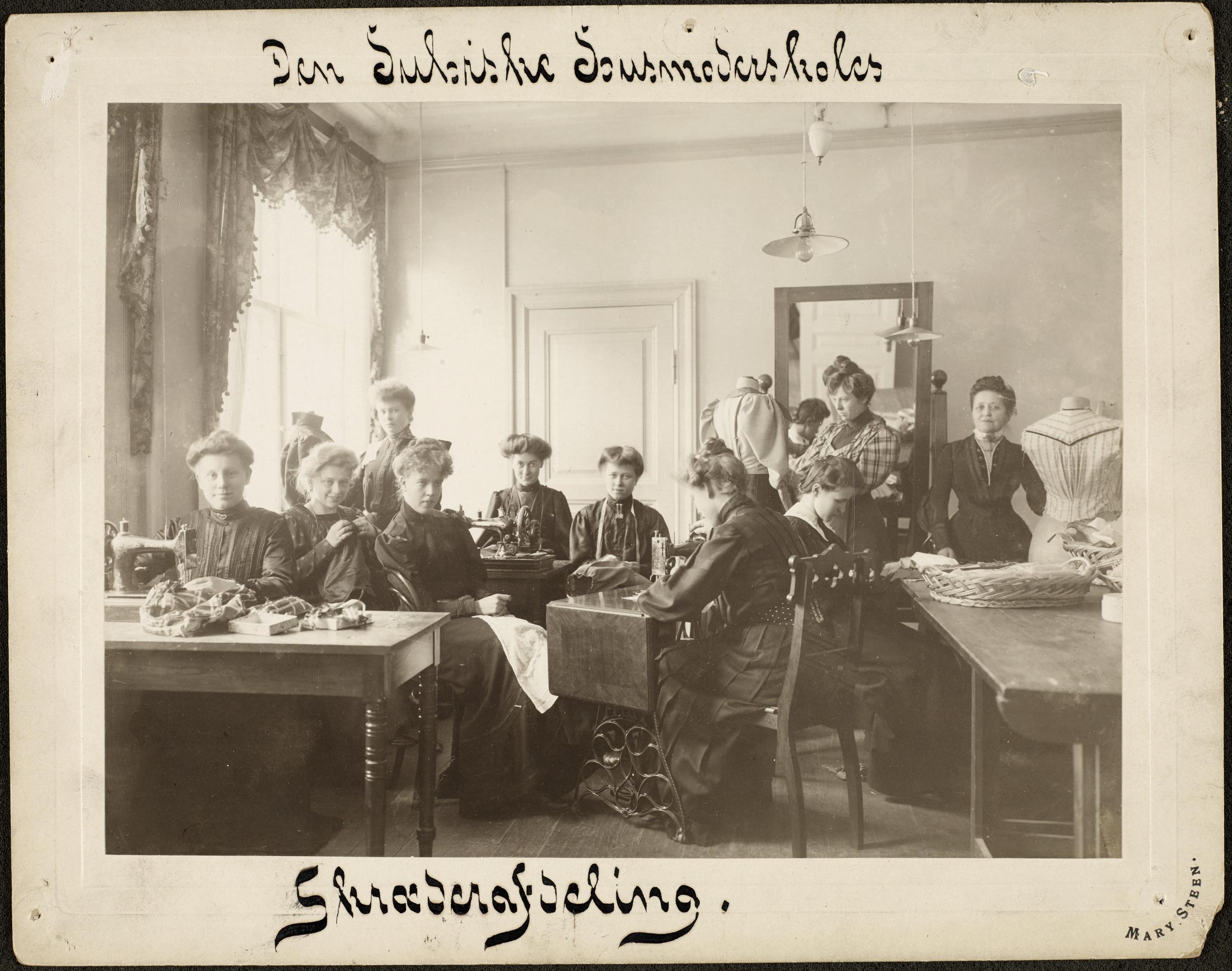 Shur's Home Economics School. In a classroom.