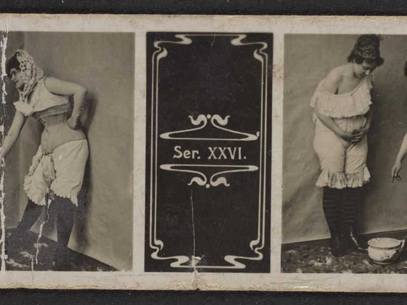 Stereoskopfotos af nøgenmodeller, ca. 1890erne 