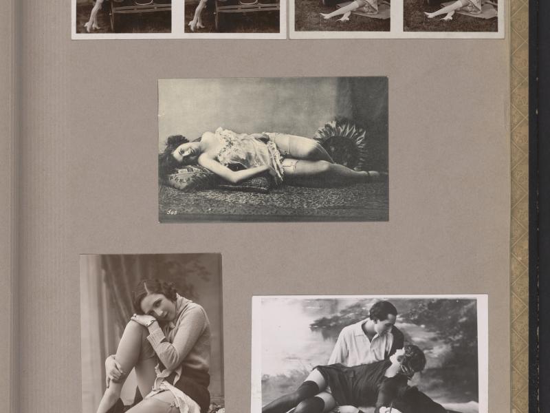 Forskellige erotiske billeder indklæbet i et fotoalbum