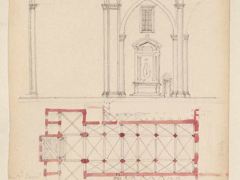 Rejseskitse, arkitekturskitse fra Italien. 