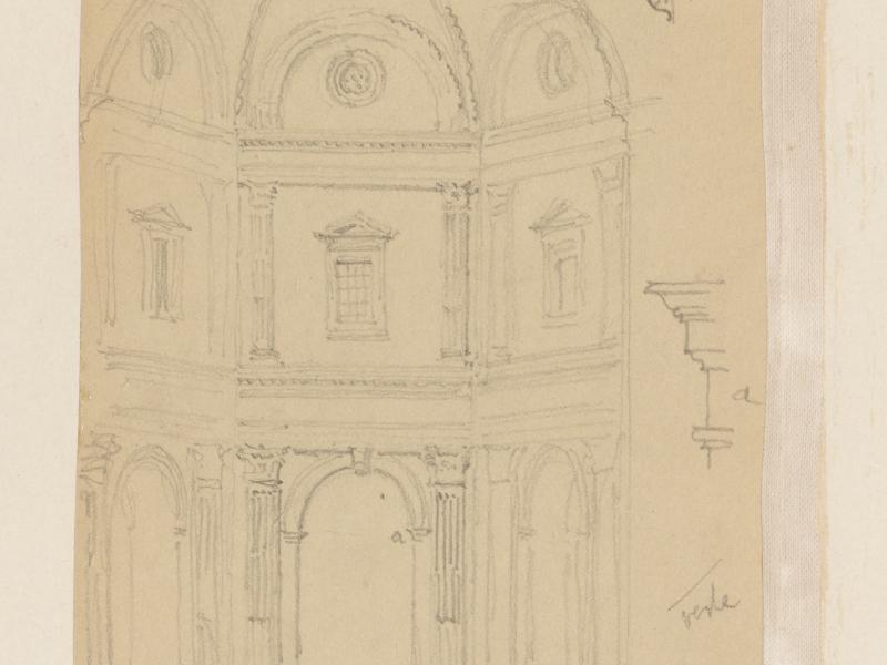 Rejseskitse, arkitekturskitse fra Italien. 