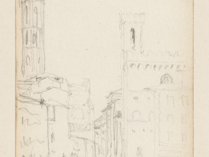 Rejseskitse, arkitekturskitse fra Italien. 