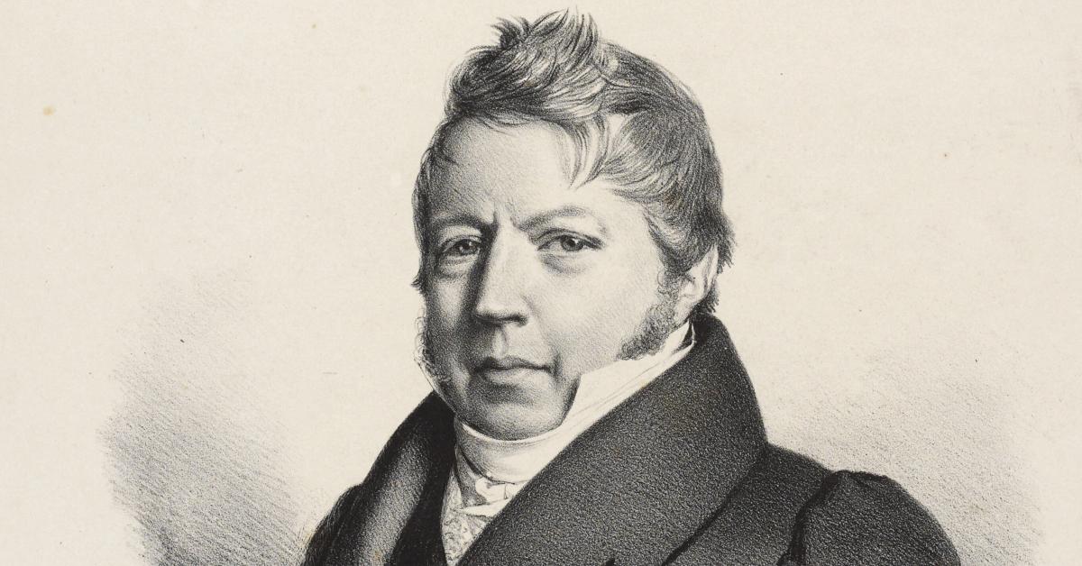 litografi af  professor i filologi og arkæologi samt direktør for Det kongelige Mønt- og Medaillekabinet: P.O. Brøndsted