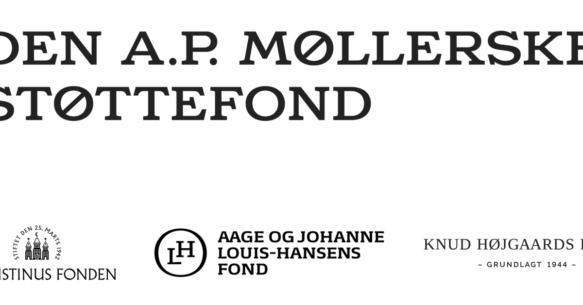 Grafik med logoer fra Den A.P. Møllerske Støttefond, Augustinus Fonden, Aage og Johanne Louis-Hansens Fond og Knud Højgaards Fond